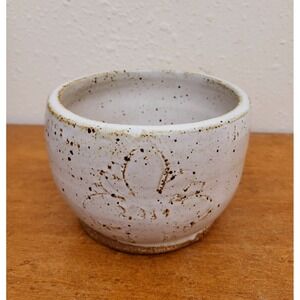Hand-made Studio Art Pottery Glazed Stoneware Bowl Signed Speckled Flower Pot